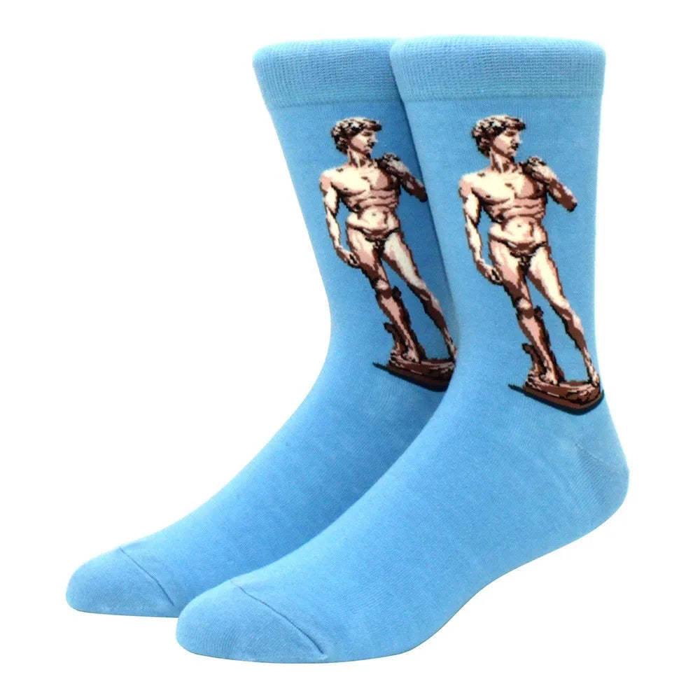 Man Plus Size Socks Art Mural World Famous Art Oil Painting Series Woman Funny Socks
