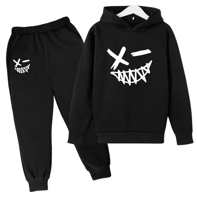 New Children's Hooded Casual Jacket, Boys' and Girls' Branded Clothing for Ages 3-13, Two-piece Set with Top and Pants, Party-ch