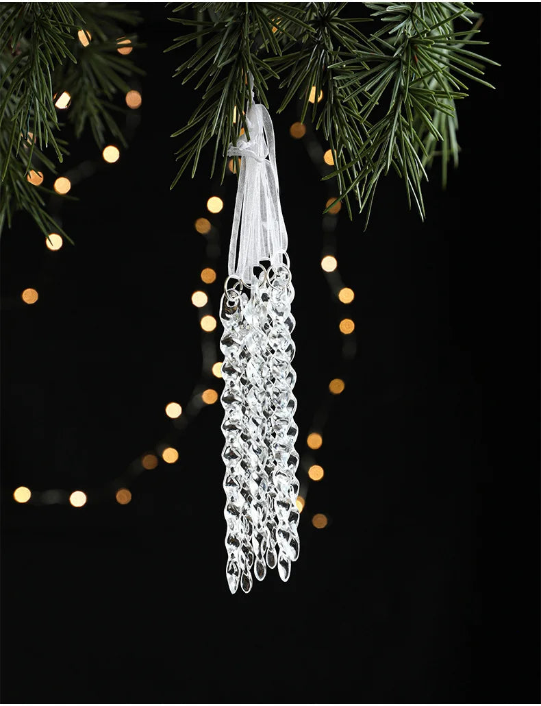 3pcs 2025 Christmas Decorations Christmas Transparent Snowflake Pendants Christmas Tree Home Decorations