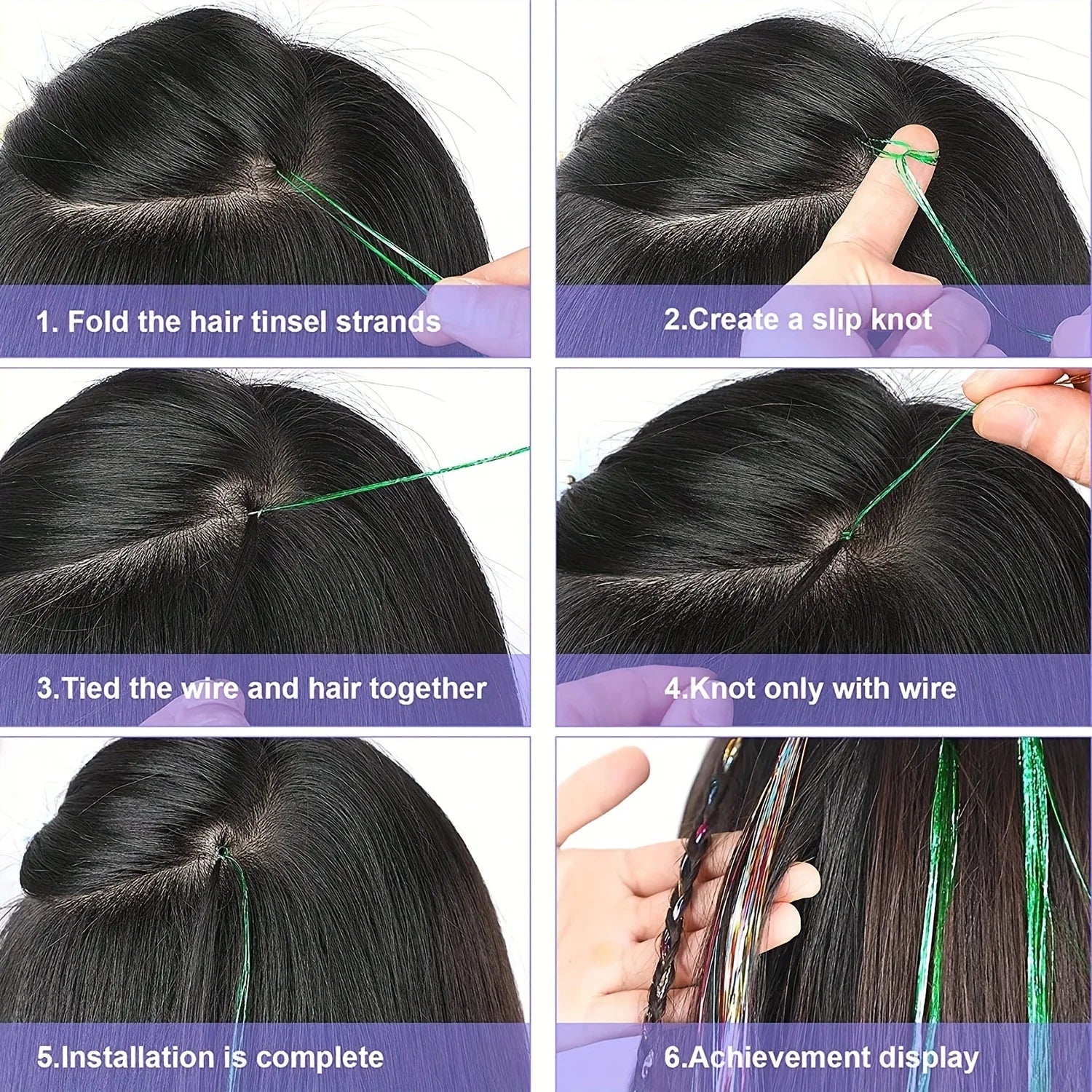 Glitter Tinsel Hair Extensions for Women and Girls Sparkling Shinny Fairy Hair Accessories for Christmas New Year Halloween