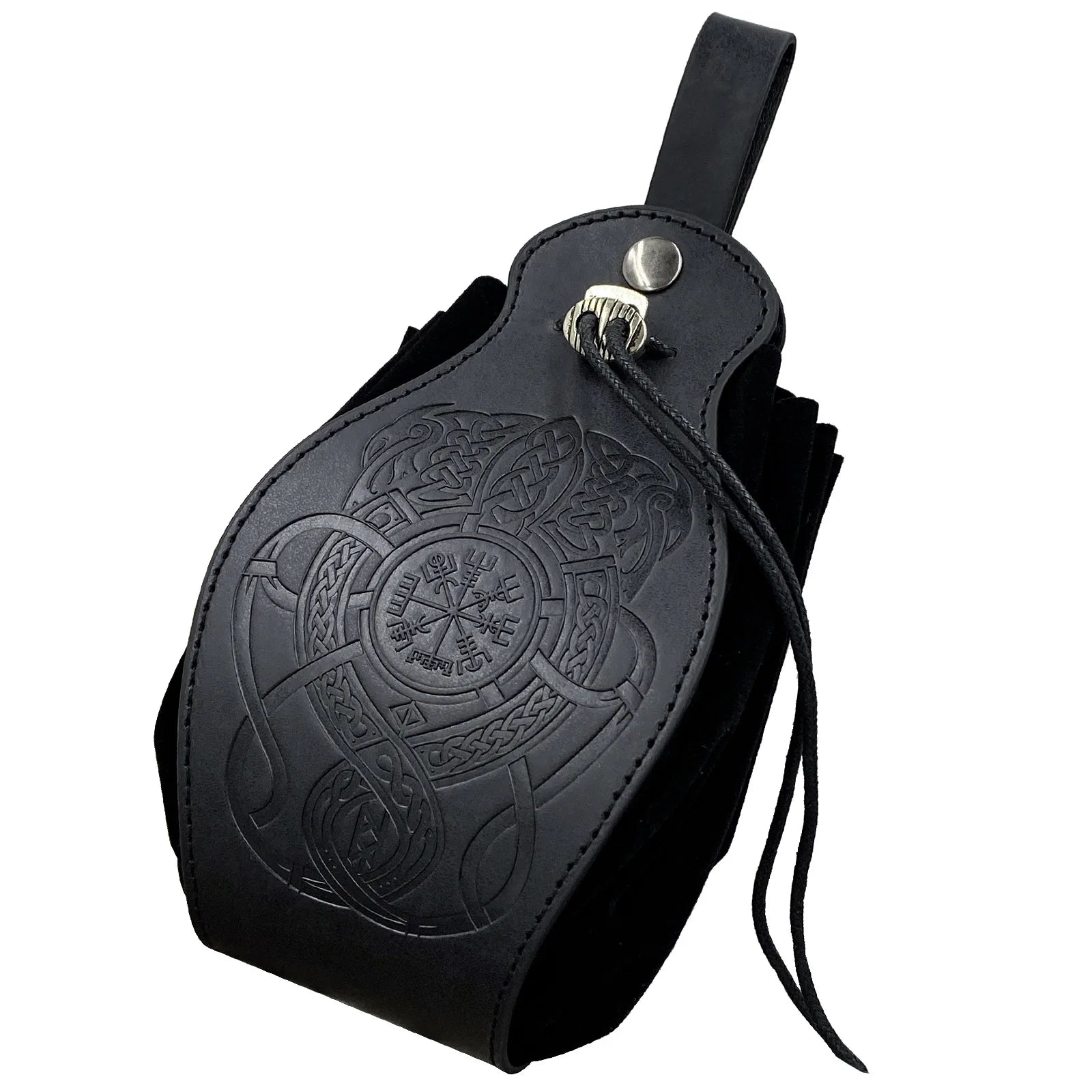Vikings Rune Pouch String Coins Drawstring Bag Costume Vintage Halloween Accessory Leather Suede Medieval Loop Belt Kit Adult
