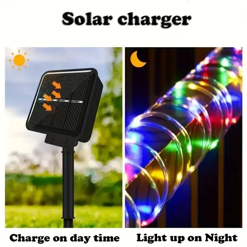Solar Powered LED String Lights 8 Modes Outdoor Fairy Lights Garden Decoration Camping Tree Flower Garland Wedding Lighting Lamp