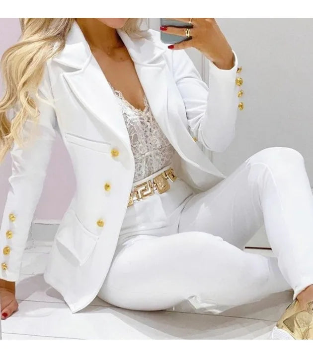 Women's Autumn Clothes Two Piece Set Female Coats and Pants Fashion Versatile Casual Long Sleeve Jacket and Trousers Suit 2023