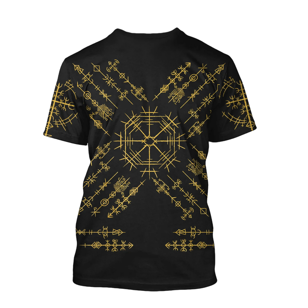 Summer 2022 Viking Mystic Ancient Symbol Charm with Men's Printed T-shirt O Neck Short Sleeve Oversized Loose Street Casual Top