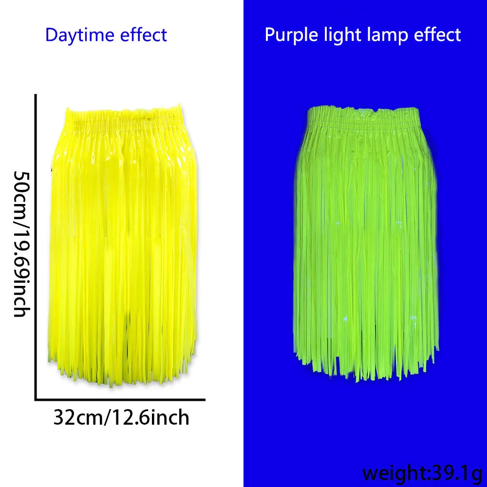 50cm Fluorescent Tinsel Skirts | Adult & Kids' Dance Performance Half-Skirts | Halloween Neon Party Decor & Fringe Dresses