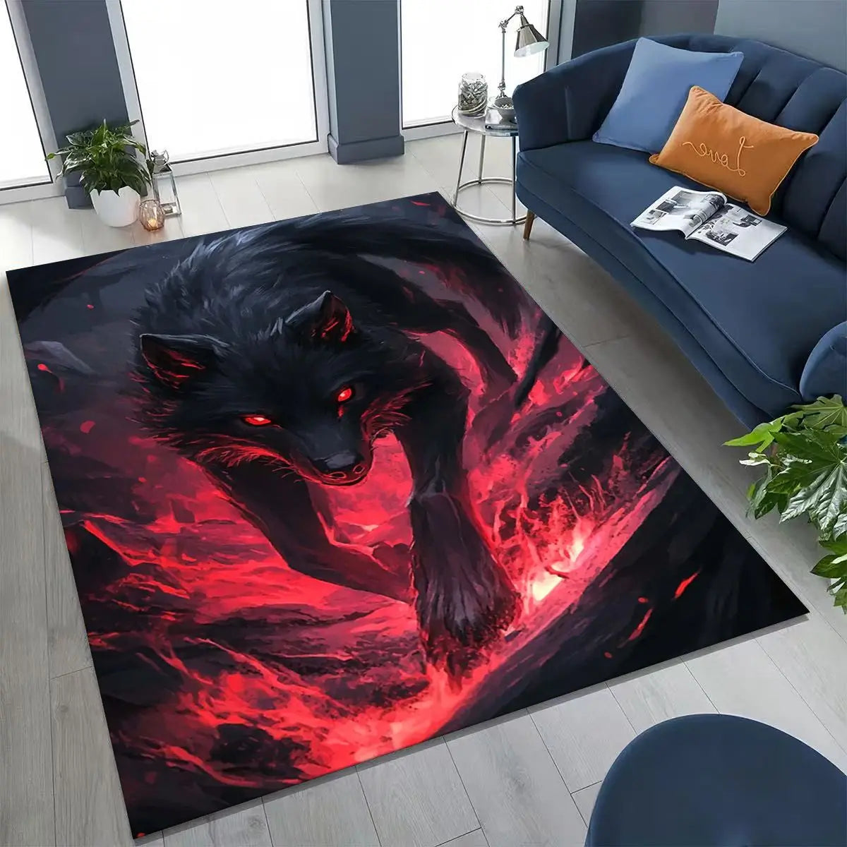 Nordic Viking Warrior Symbol Valhalla Valknut Rune Moto Rug for Bedroom Living Room Sofa Home Doormat Decor,Non-slip Floor Mat