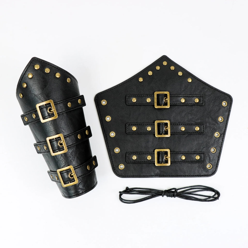 2 Pack Faux Leather Wristbands Viking Medieval Arm Guards Wristbands Halloween Accessories