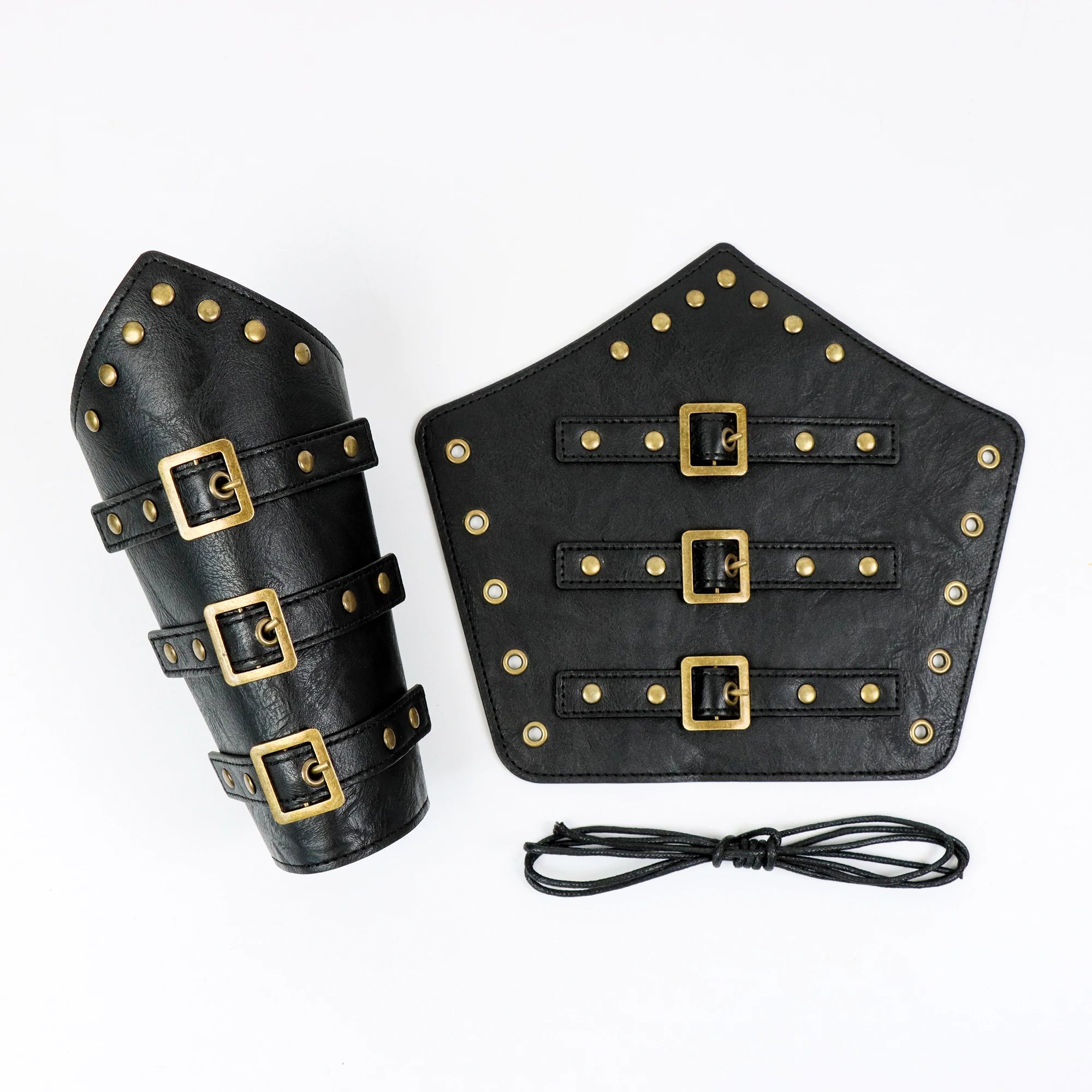 2 Pack Faux Leather Wristbands Viking Medieval Arm Guards Wristbands Halloween Accessories