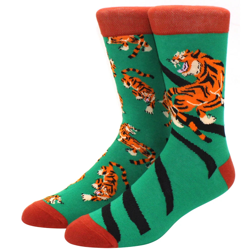 Funny men's and women's socks, cartoons, animals, fruits, beer, patterns, jacquard socks, hip hop skateboard socks