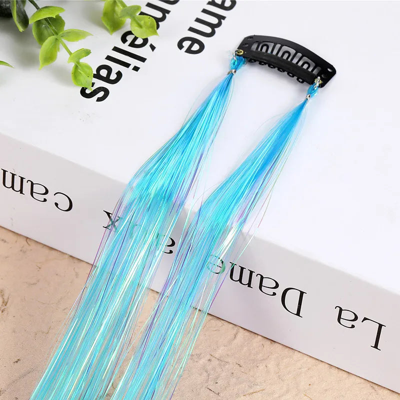 Hair Tinsel Glitter Braids High Temperature Fiber Bling Women's Tinsel Hair Strands In Braiders French Twist Hair Accessories