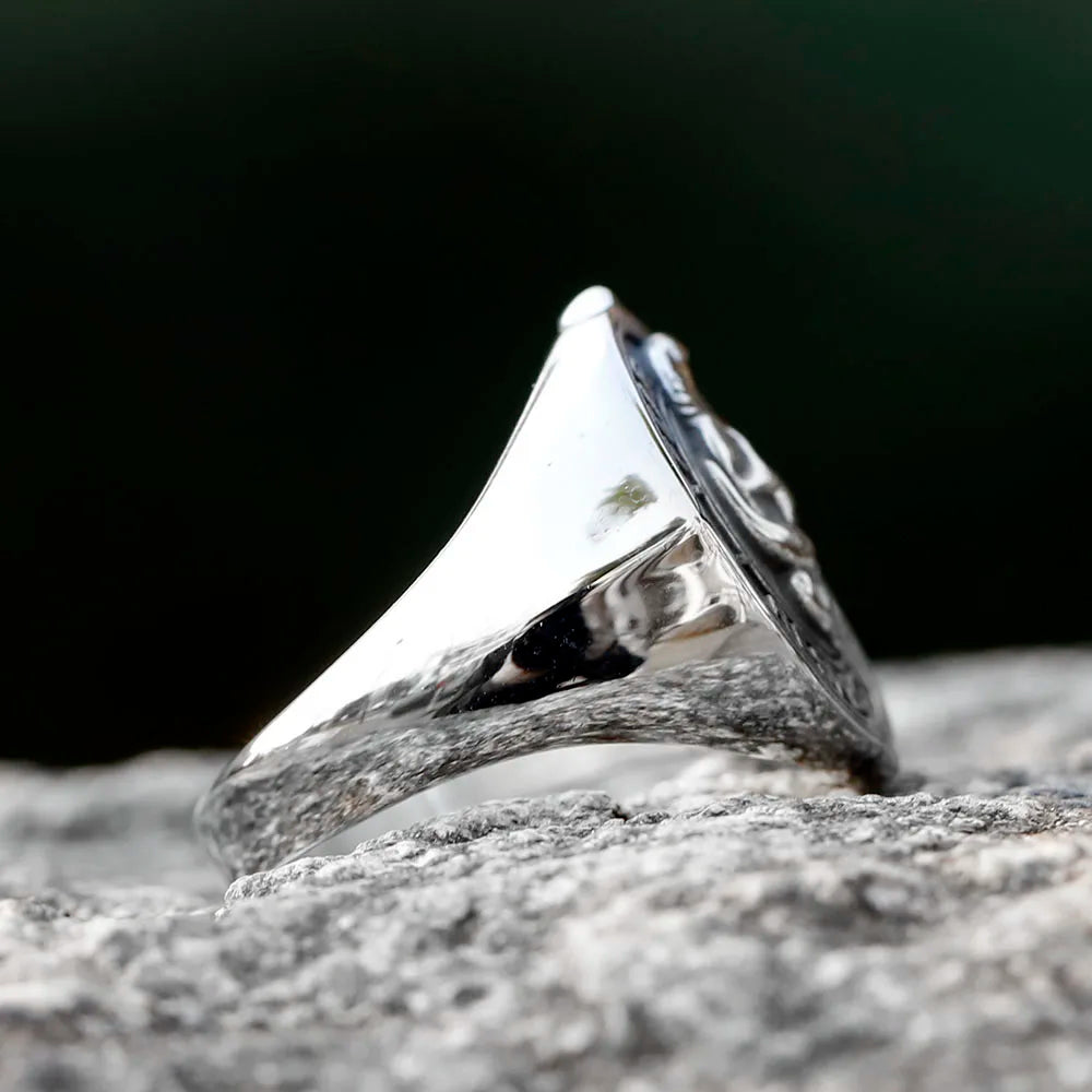 NEW Men's 316L stainless-steel rings Viking Punk Rock Gothic skull ring witn snake fashion Jewelry for gift free shipping