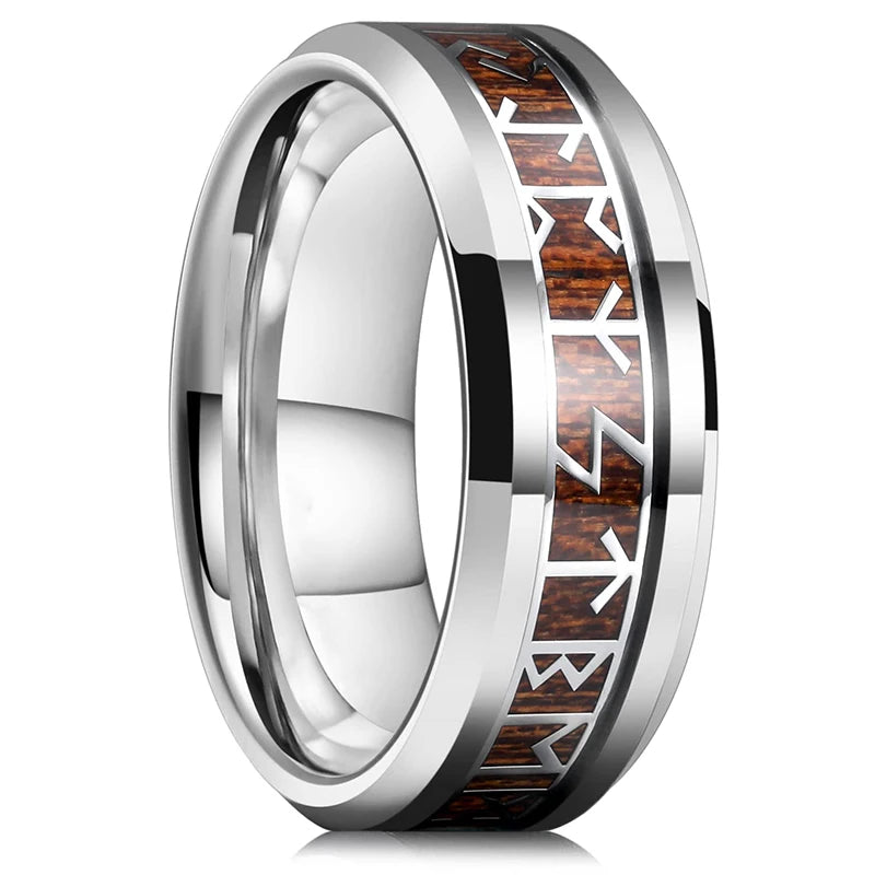 2025 Classical Viking Rune Wood Grain Rings For Men Anniversary Party Jewelry Accessories Gift Fashion Stainess Steel Men Rings