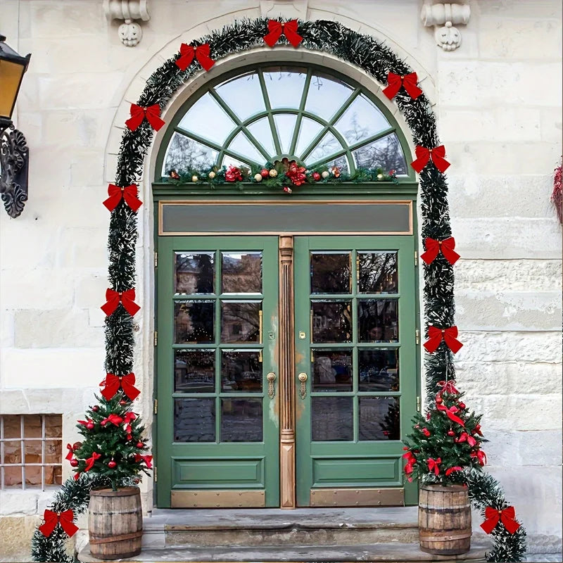 30 LED Christmas Tinsel Garland Set , Metallic Twist Hanging Decor for Fireplace Mantel Staircase Railing, Home & Outdoor Decor
