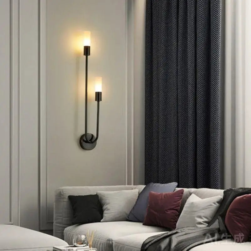 LED Golden Black Light Luxury Wall Lamp Living Room Nordic Modern Minimalist Creative Background Wall Corridor Bedroom Bedside