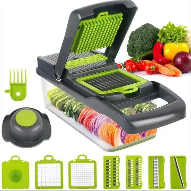 16pcs Multifunctional Vegetable Slicer Cutter Food Grade Shredder with Basket Fruit Mincer Onion Potato Chopper Carrot Grater