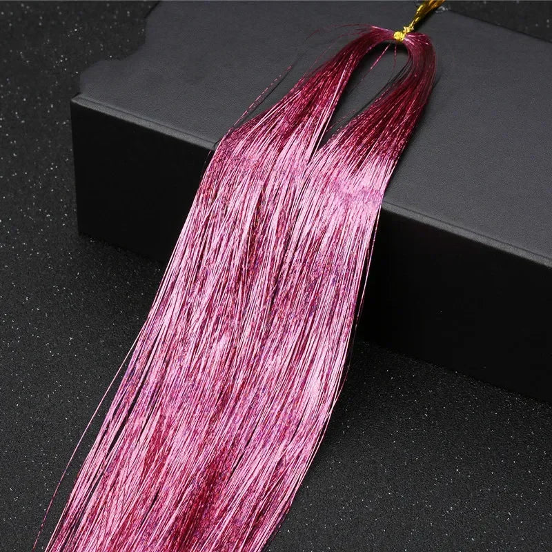 1 Pc Sparkle Tinsel Shiny Hair Tinsel Hair Extensions Dazzles Women Hippie for Braiding Headdress Hair Braiding Tools Long 100cm