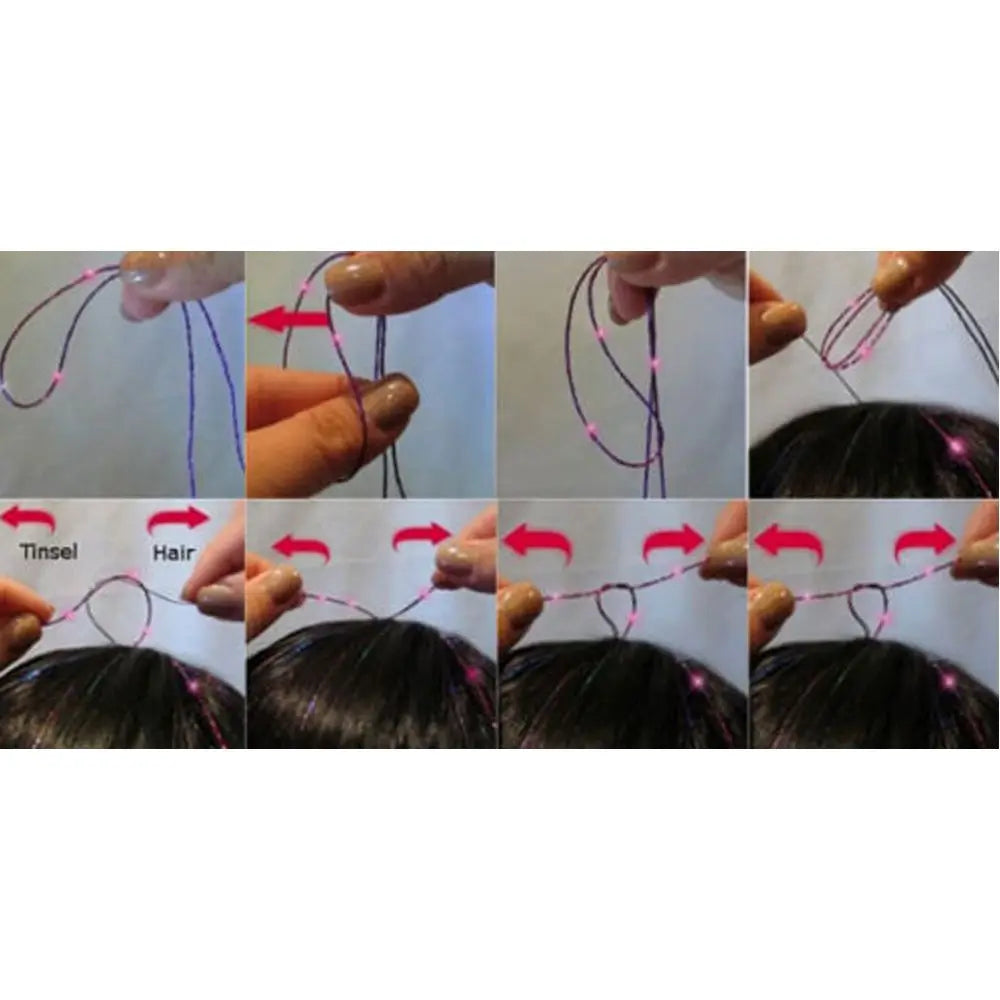 100 Strands Hot Sale Synthetic Hair Sparkly Hair Tinsel Hair Extension Bling Silk Glitter Rainbow  Color