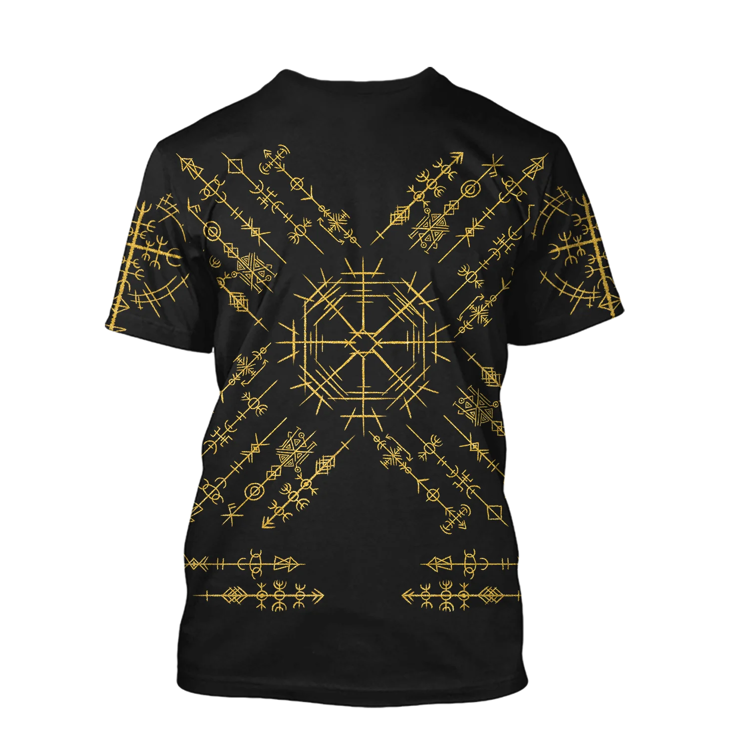 Summer 2022 Viking Mystic Ancient Symbol Charm with Men's Printed T-shirt O Neck Short Sleeve Oversized Loose Street Casual Top