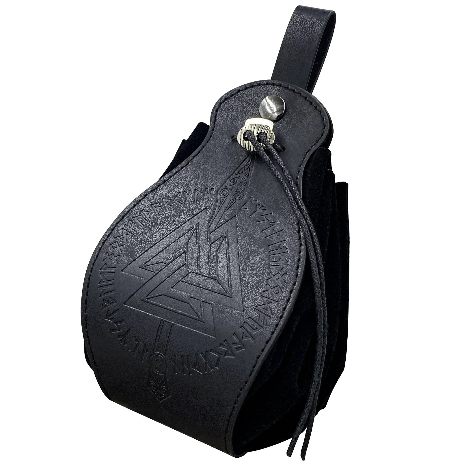 Vikings Rune Pouch String Coins Drawstring Bag Costume Vintage Halloween Accessory Leather Suede Medieval Loop Belt Kit Adult