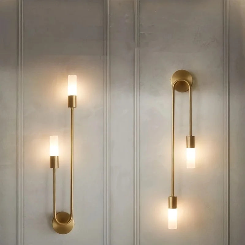 LED Golden Black Light Luxury Wall Lamp Living Room Nordic Modern Minimalist Creative Background Wall Corridor Bedroom Bedside