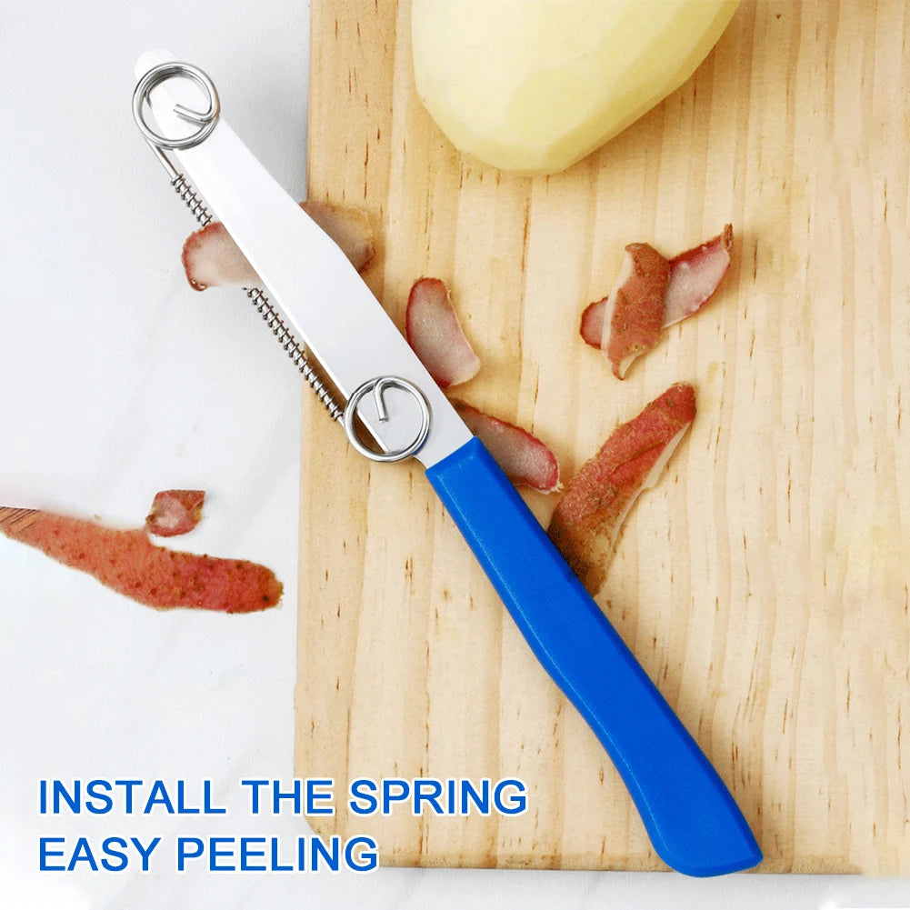 Quick Slicing Cutter Portable Fruit Vegetable Cutter Peeler with Spring for Kitchen Use