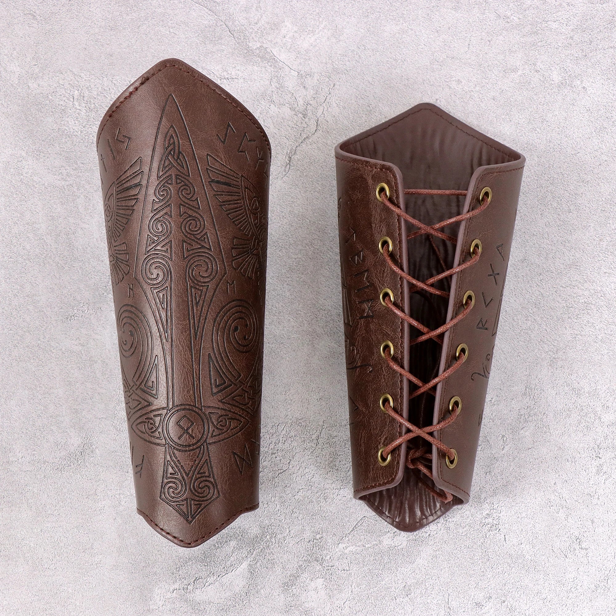 2 Pack Faux Leather Wristbands Viking Medieval Arm Guards Wristbands Halloween Accessories