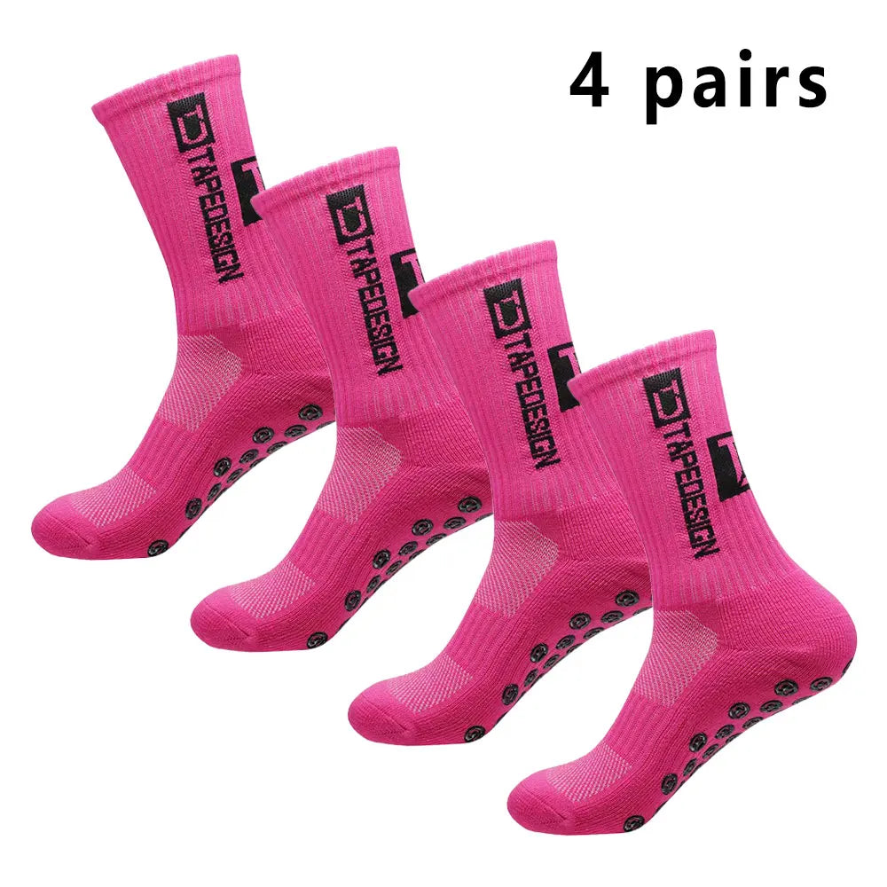 4 pairs of football socks sports socks men's mid-calf socks silicone non-slip dot socks basketball yoga socks