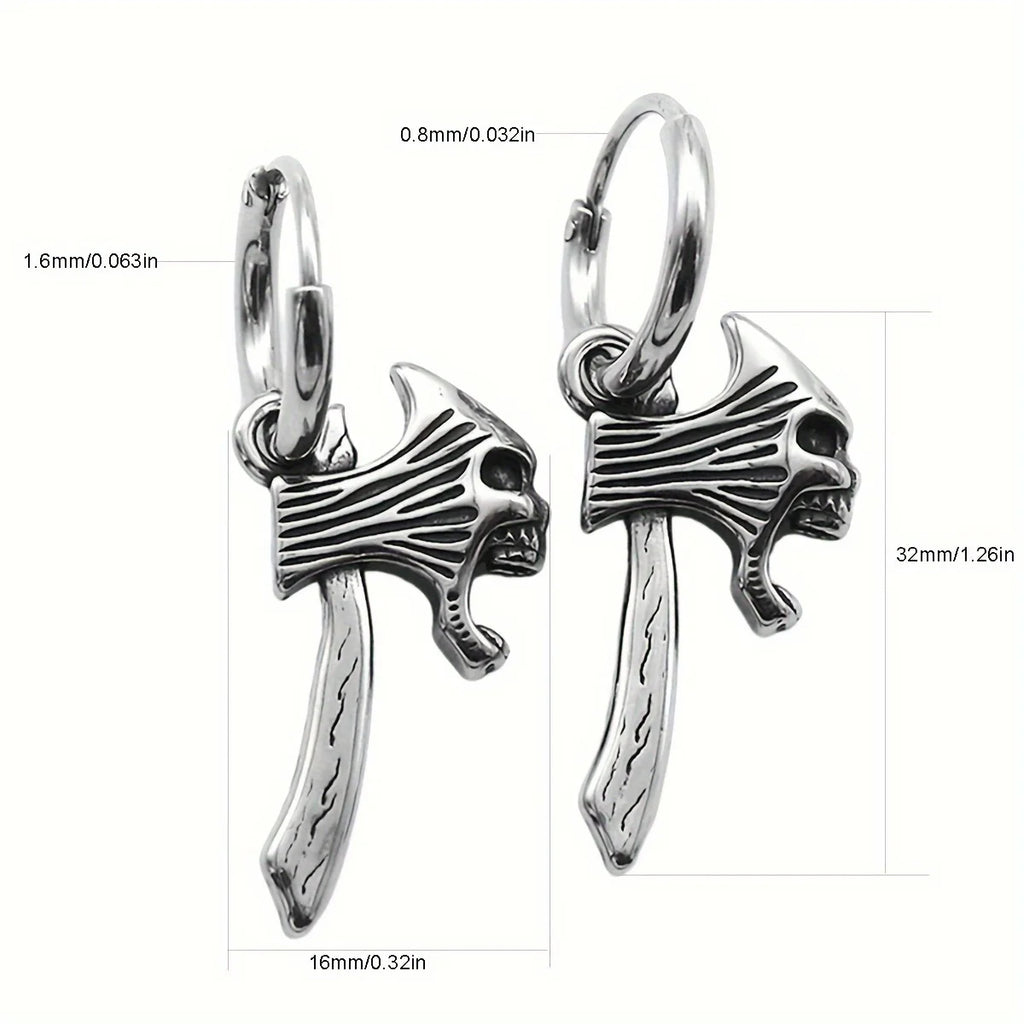 Vikings Jewelry Hip Hop Punk Viking Axe Drop Earrings Fashion Celtic Knot Rune Amulet Earrings Rock Biker Boys Stainless Steel