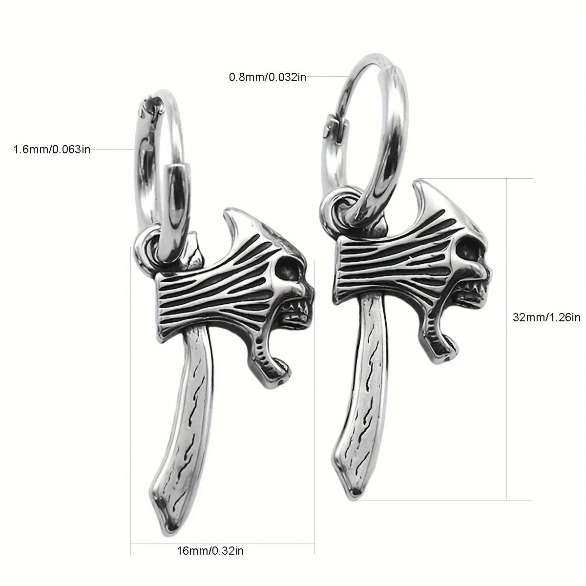 Vikings Jewelry Hip Hop Punk Viking Axe Drop Earrings Fashion Celtic Knot Rune Amulet Earrings Rock Biker Boys Stainless Steel