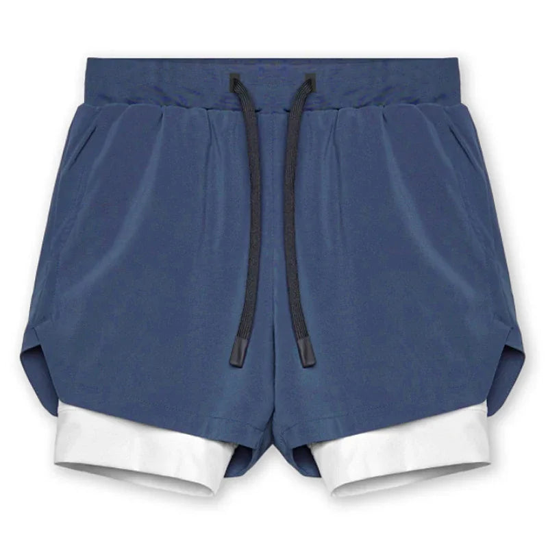 Mens Gyms Fitness 2 in 1 Quick Dry Shorts Summer Running Bodybuilding Jogging Casual Short Pants Workout Male Basketball Bottoms