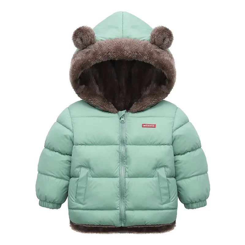 Children Winter Clothing Sets Baby Lamb Fleece Coats+Down Pants 2Pcs Boys Girls Thicken Warm Casual Hooded Clothing Outfits