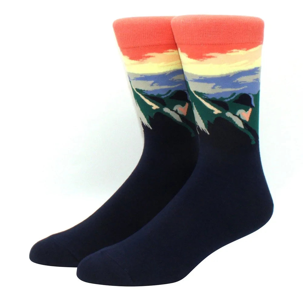 Man Plus Size Socks Art Mural World Famous Art Oil Painting Series Woman Funny Socks