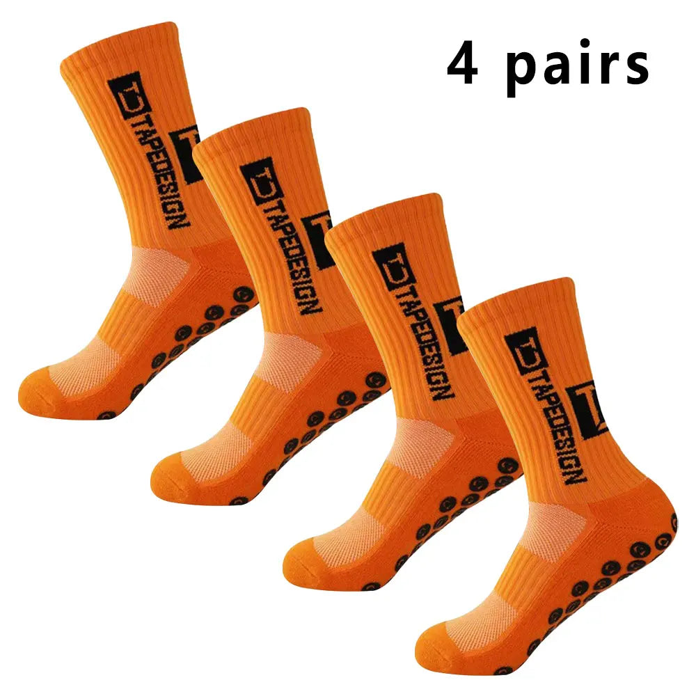 4 pairs of football socks sports socks men's mid-calf socks silicone non-slip dot socks basketball yoga socks