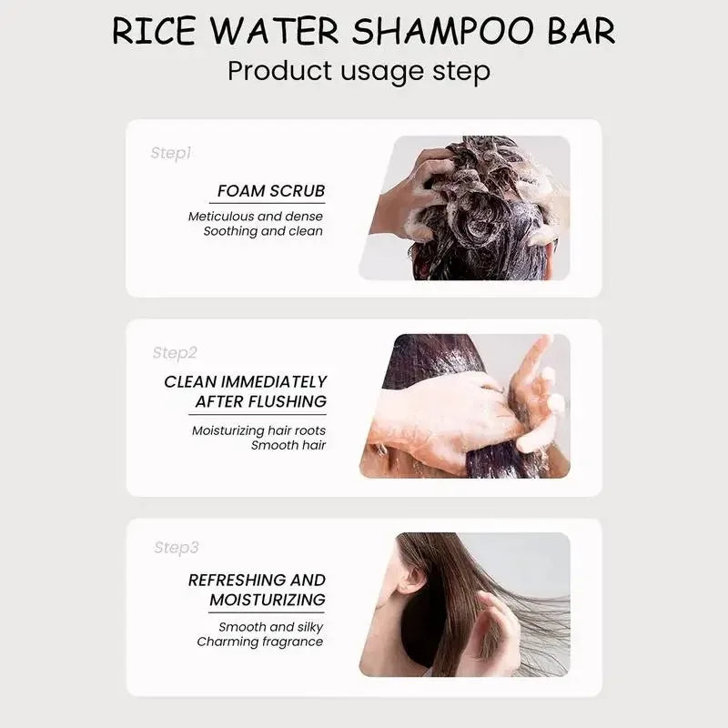 Organic Rice Shampoo Soap Bar Oil Free Conditioning Soap Rice Water Protein Nourishing Anti-loss Hair Soap Hair Growth Soap Bar