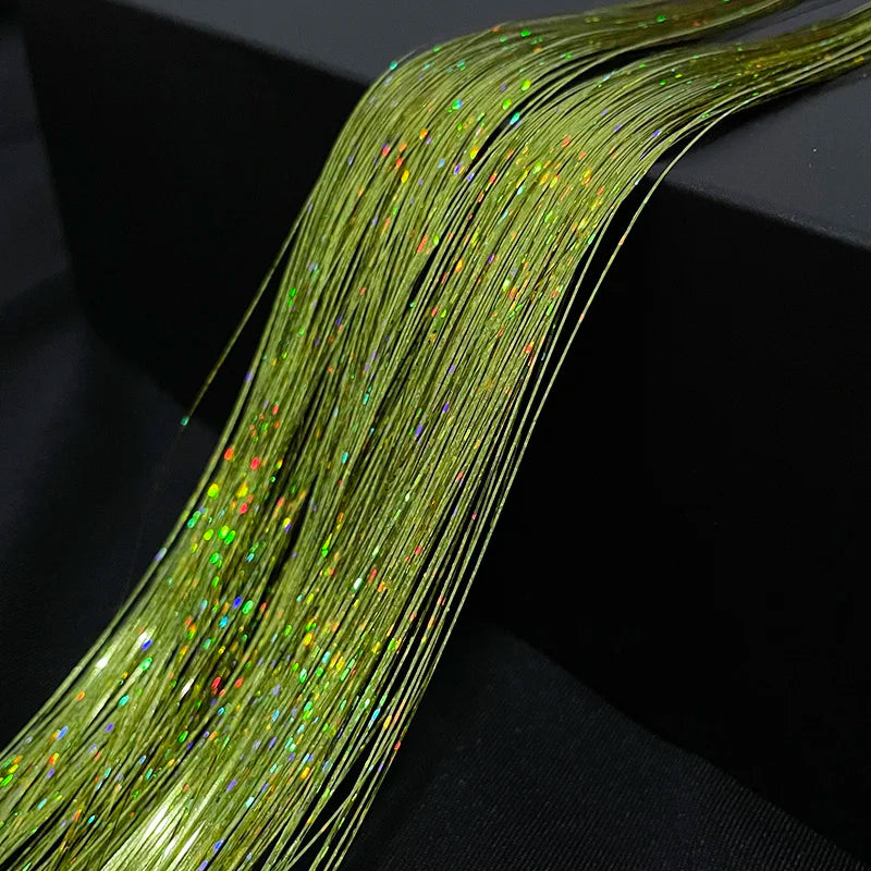 Shiny Sparkle Hair Tinsel 120Pcs/Lot 90cm Thin Colorful Rainbow Silk Hair Extensions Dazzles Women Hippie for Braiding Headdress