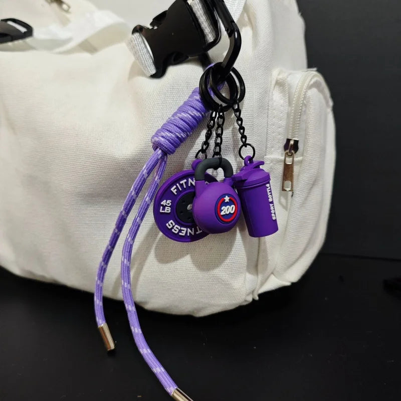 New Fitness Keychain Gym Lovers Fitness Enthusiast Gift Barbell Dumbbell Keychain Fitness Bag backpack Charms