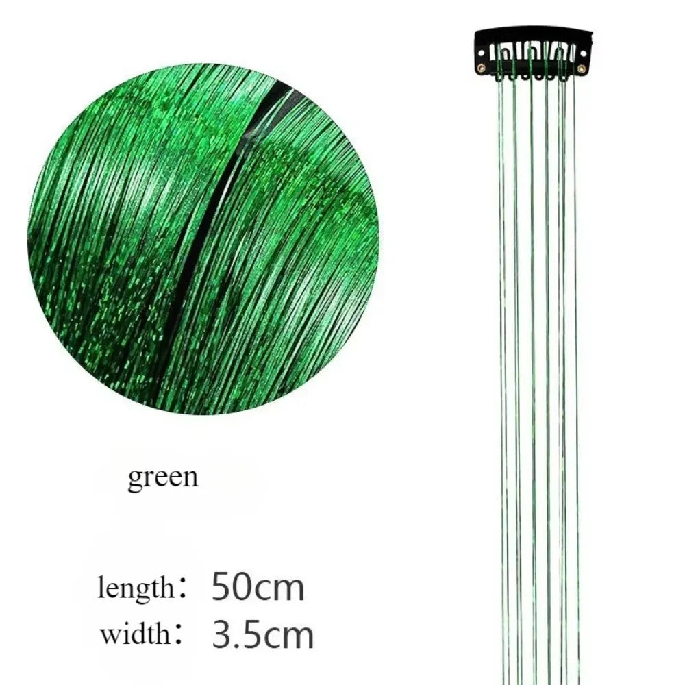 Fashion Highlights Clip Clip in Hair Extensions Colored Shiny Hair Tinsel Fairy Hair Synthetic Hair Highlights Girls