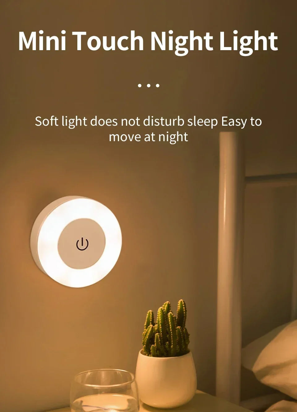 Led Wall Light Portable USB Rechargeable Night Light for Living Room Bedroom Lighting Lamps Bedside Lamp Touch Light Home Decor