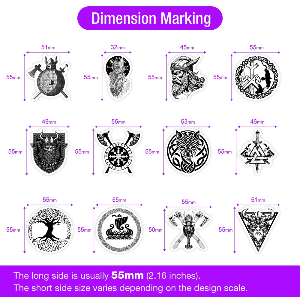 Viking Warrior Stickers Art Aesthetic Tattoo Gift Toy Decorative Decal for Scrapbook Journal Laptop Luggage Bottle Waterproof
