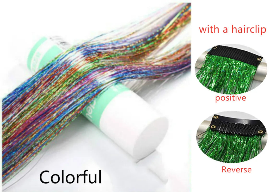 Hair Tinsel Glitter Braids High Temperature Fiber Bling Women's Tinsel Hair Strands In Braiders French Twist Hair Accessories