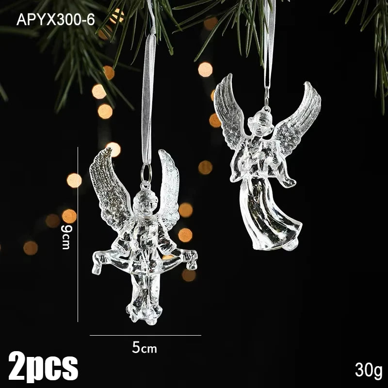 3pcs 2025 Christmas Decorations Christmas Transparent Snowflake Pendants Christmas Tree Home Decorations
