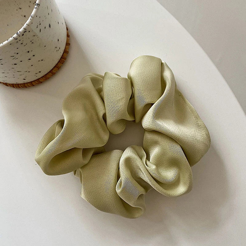 Silk Hair Scrunchies Elastic Ponytail Holder Hair Band Satin Silk Solid Color Hair Ties for Women Hair Accessories Hair Rope