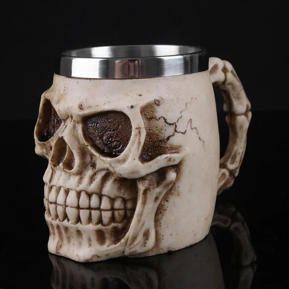 Viking Wood Style Beer Mug Simulation Wooden Barrel Beer Cup Double Wall Drinking Mug Metal Insulated 1PCS Bar Drinking кружка