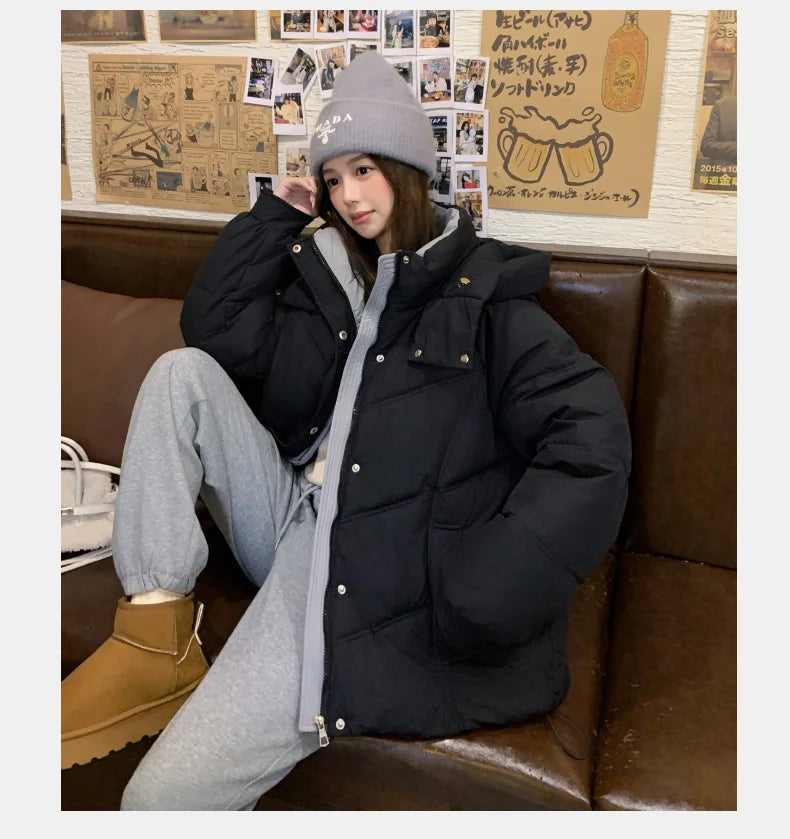 2025 Women Clothing Short Cotton Coat Winter New Style Loose Fit Thickened Petite Cotton Jacket Cold Protection Bread Parkas