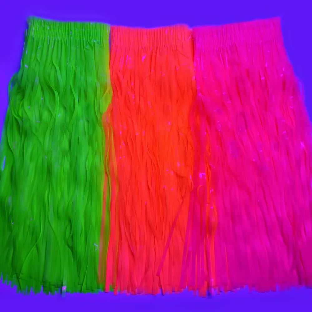 50cm Fluorescent Tinsel Skirts | Adult & Kids' Dance Performance Half-Skirts | Halloween Neon Party Decor & Fringe Dresses