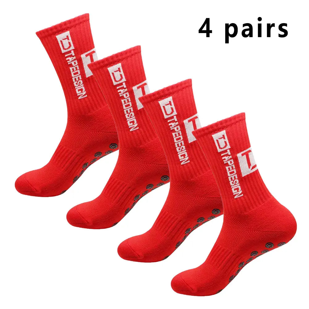 4 pairs of football socks sports socks men's mid-calf socks silicone non-slip dot socks basketball yoga socks