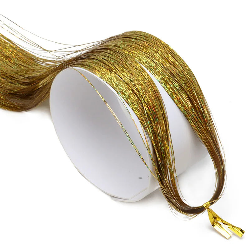 Sparkle Hair Tinsel Rainbow Colored Strands Girls Headwear Hairbinge Hair Laser False Hair Extensions Decor Glitter