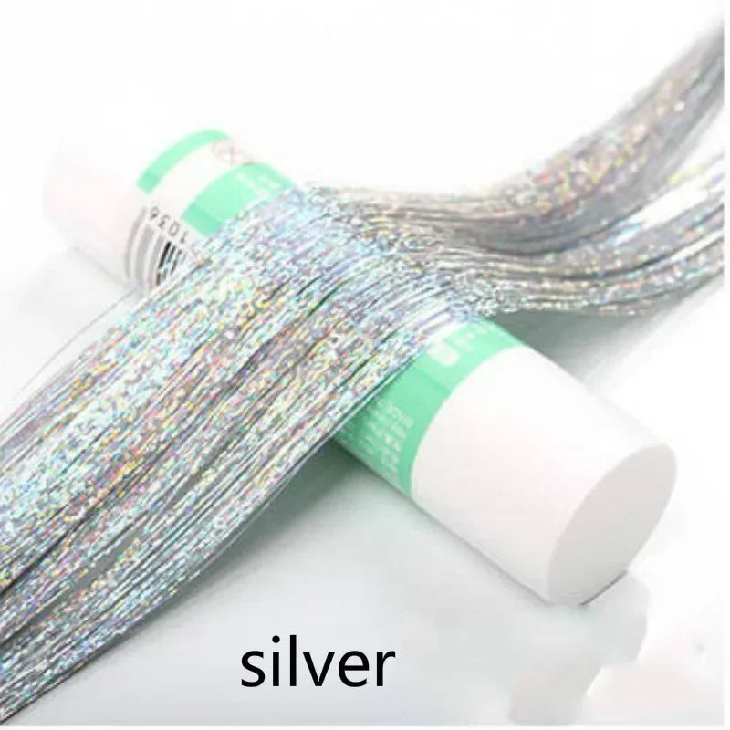 1 Pc Sparkle Tinsel Shiny Hair Tinsel Hair Extensions Dazzles Women Hippie for Braiding Headdress Hair Braiding Tools Long 100cm