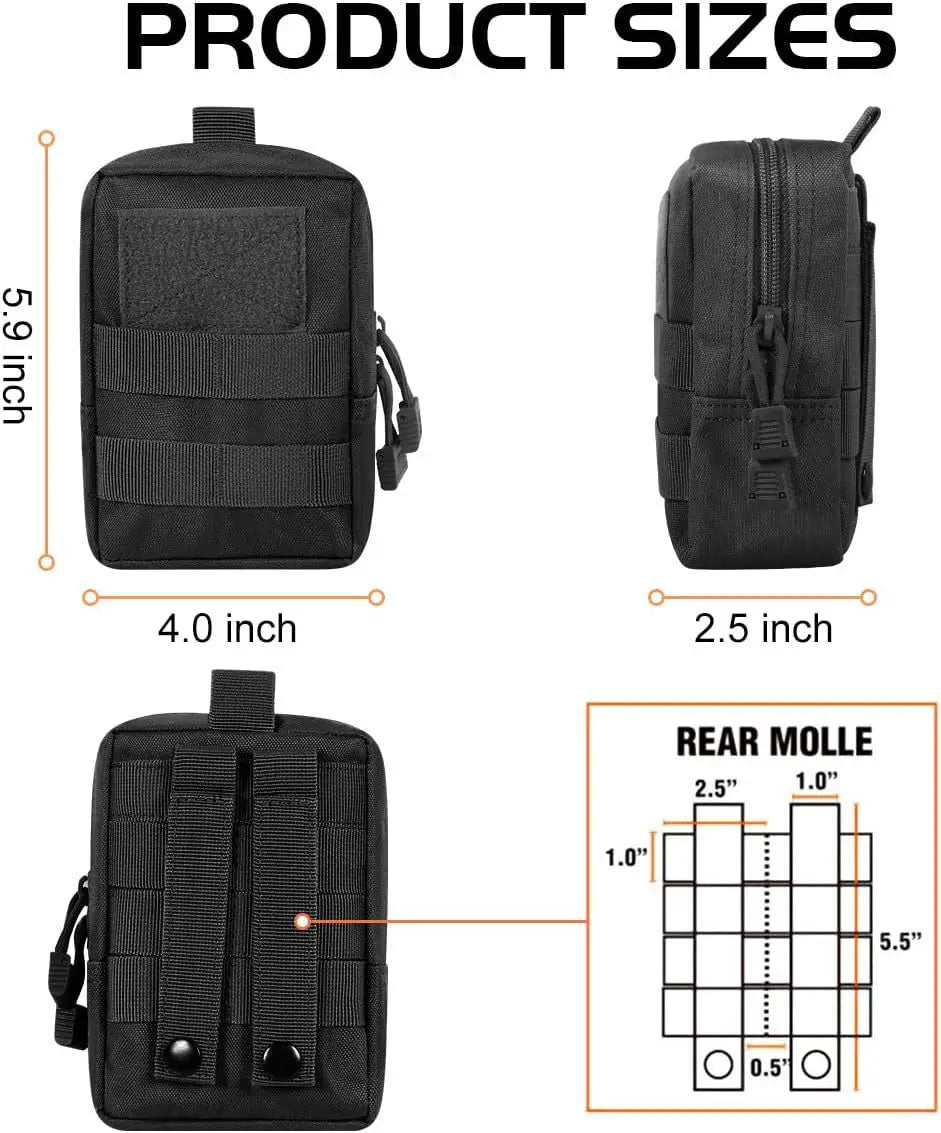 Outdoor Molle Pouch Waist Bag Utility EDC Tool Pack Phone Holder Case Working Hiking Camping Hunting Accessories Organizer Bags