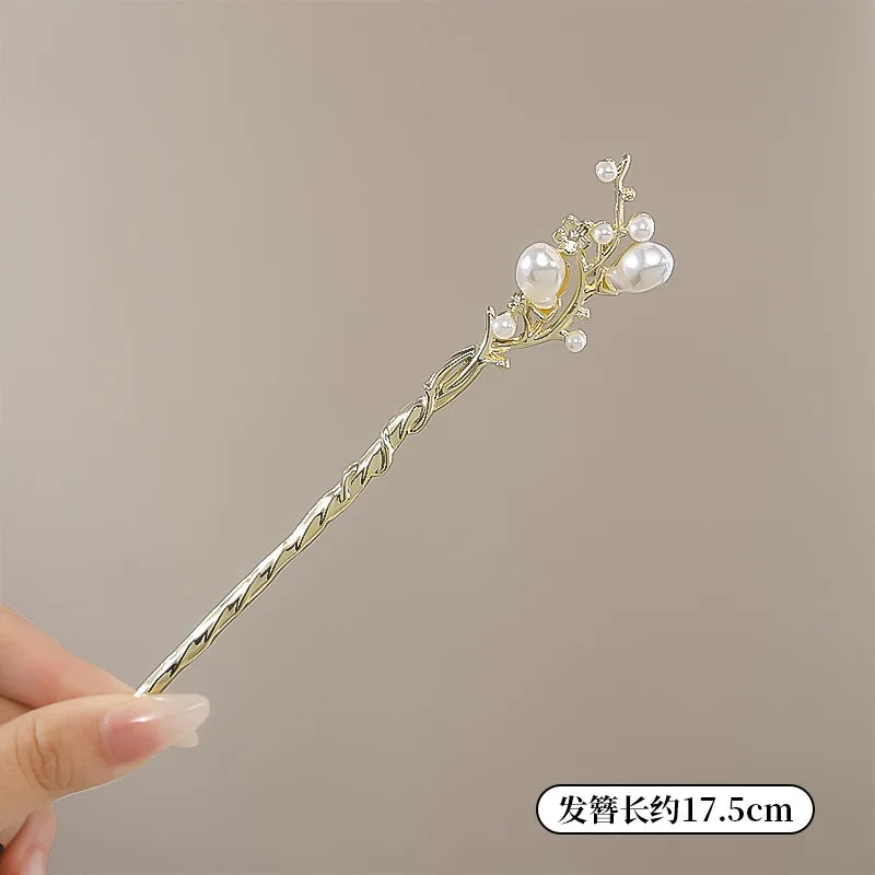 Elegant Flower Tassel Hairpin For Women Exquisite Neo-chinese Style Metal Hair Stick Girls Fashion Jewelry Hair Accessories